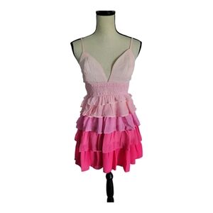 💕Main Strip Pink Ombre Statement Mini Dress Size L New